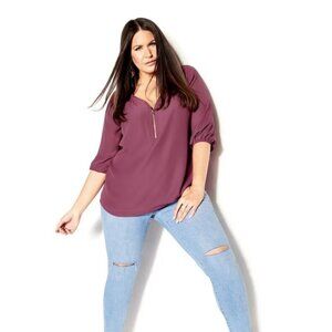 City Chic Top Sexy Fling E/S Roseberry 18/M